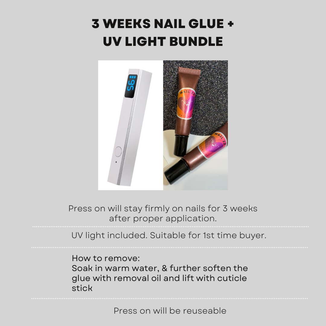 3-Week Nail Glue Gel + UV Light Bundle
