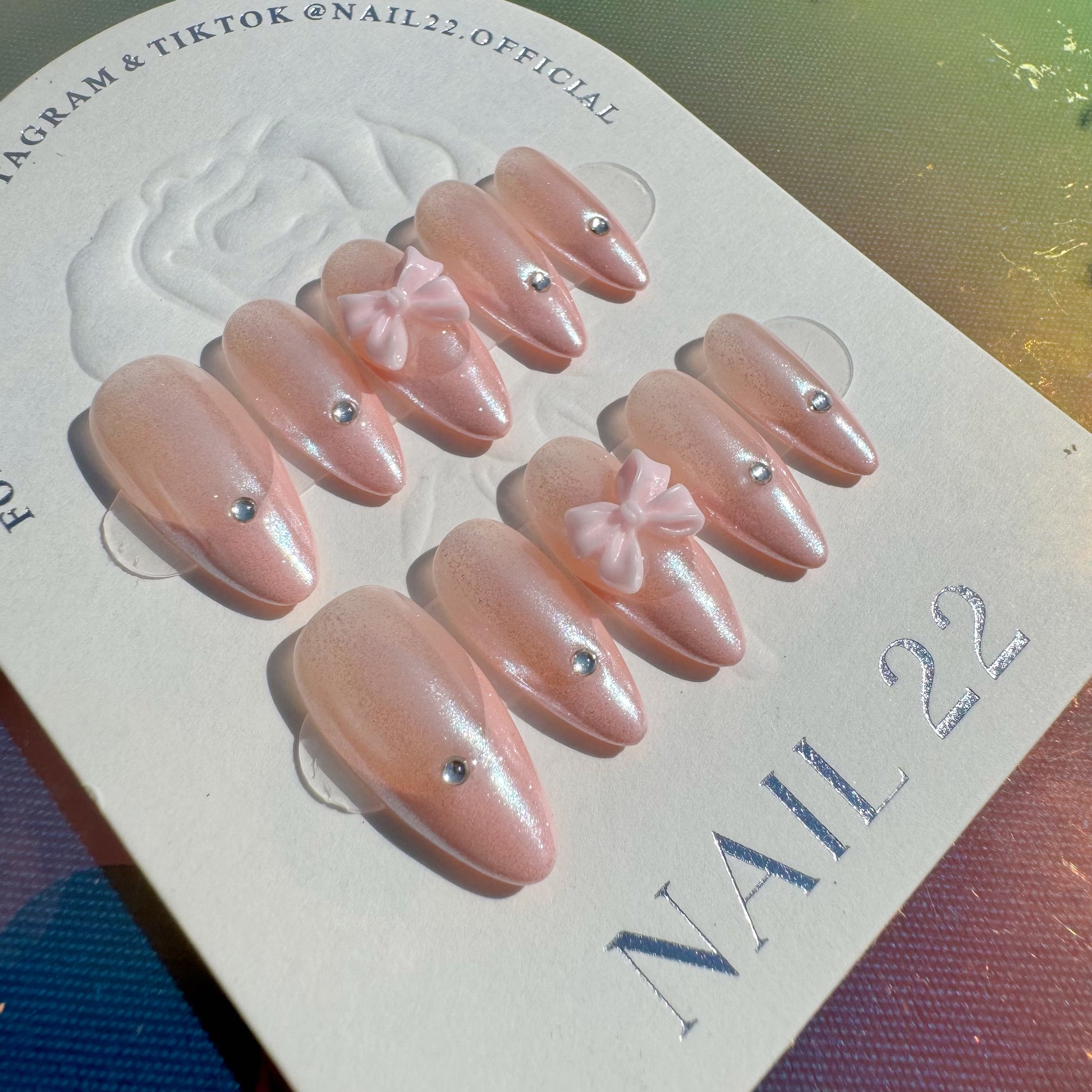 Ribbon Pink - False nails - Nail 22 Official