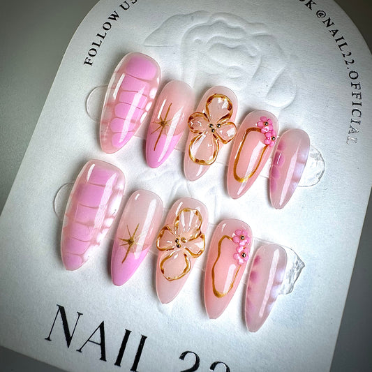 Pink Tropical Hibiscus - False nails - Nail 22 Official