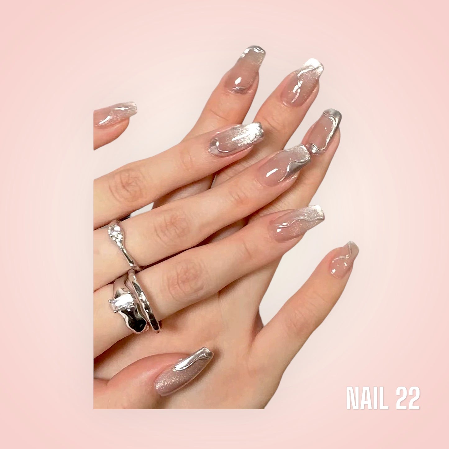 Silver Swirl - False nails - Nail 22 Official