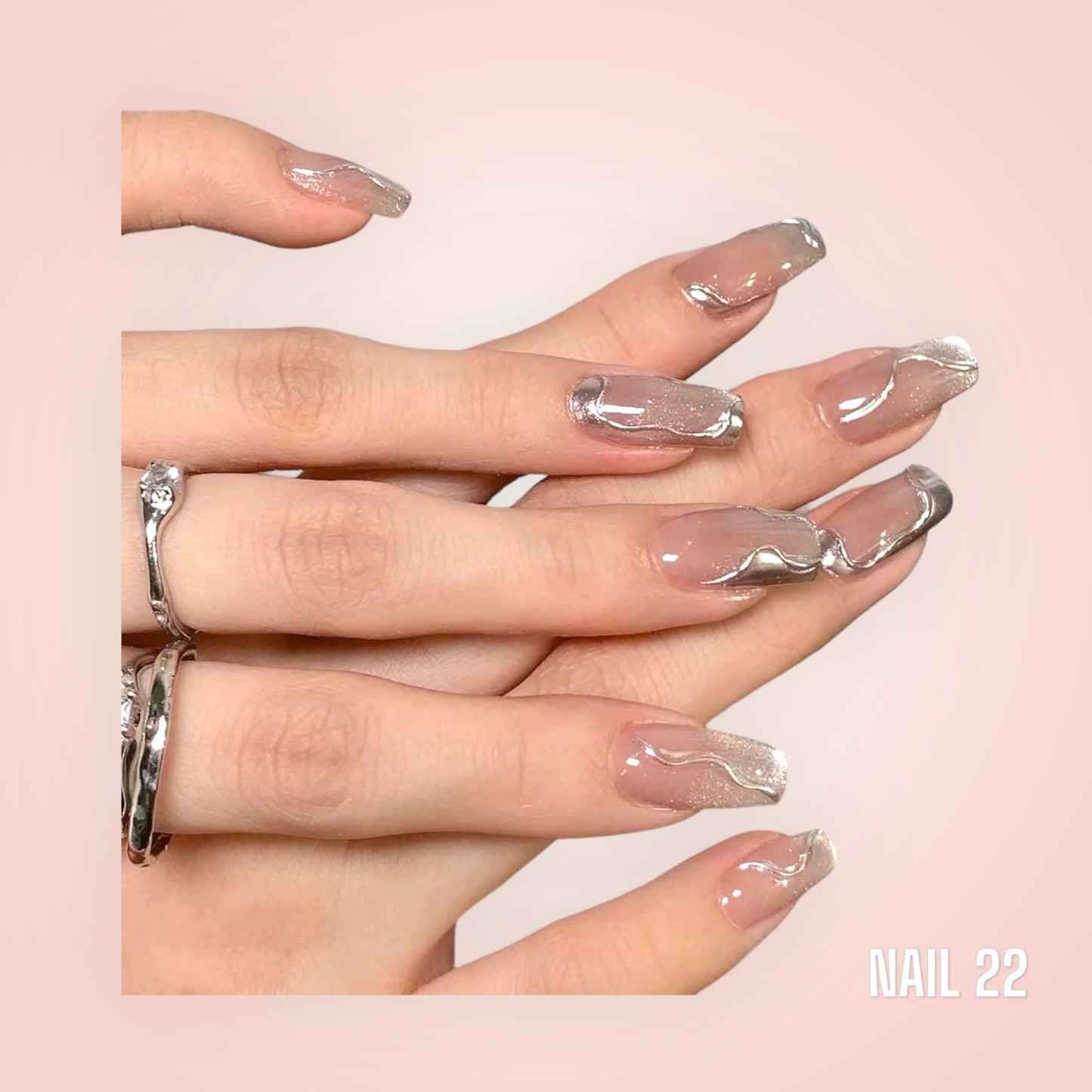 Silver Swirl - False nails - Nail 22 Official