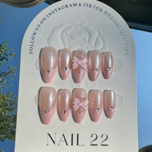 Ribbon Pink - False nails - Nail 22 Official